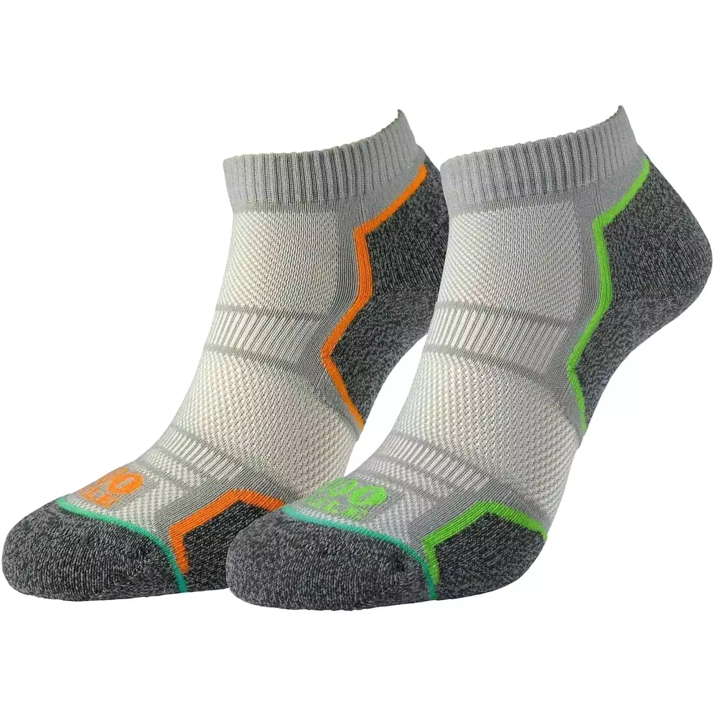 1000 Mile Repreve Single Layer Twin Pack Mens Running Socks - Grey