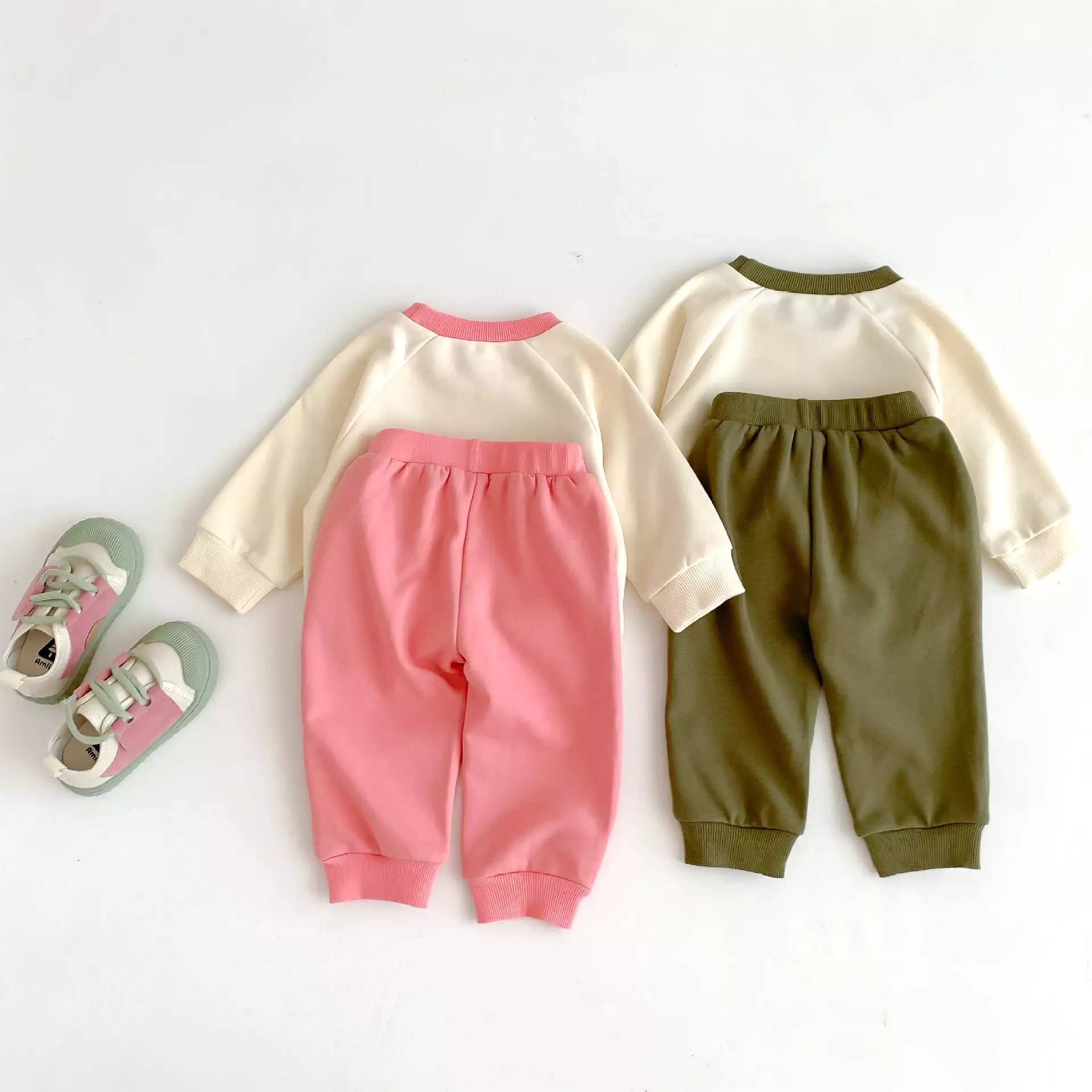 2 Pieces Set Baby Kid Girls Boys Letters Cartoon Print Tops And Solid Color Pants Wholesale 23101908