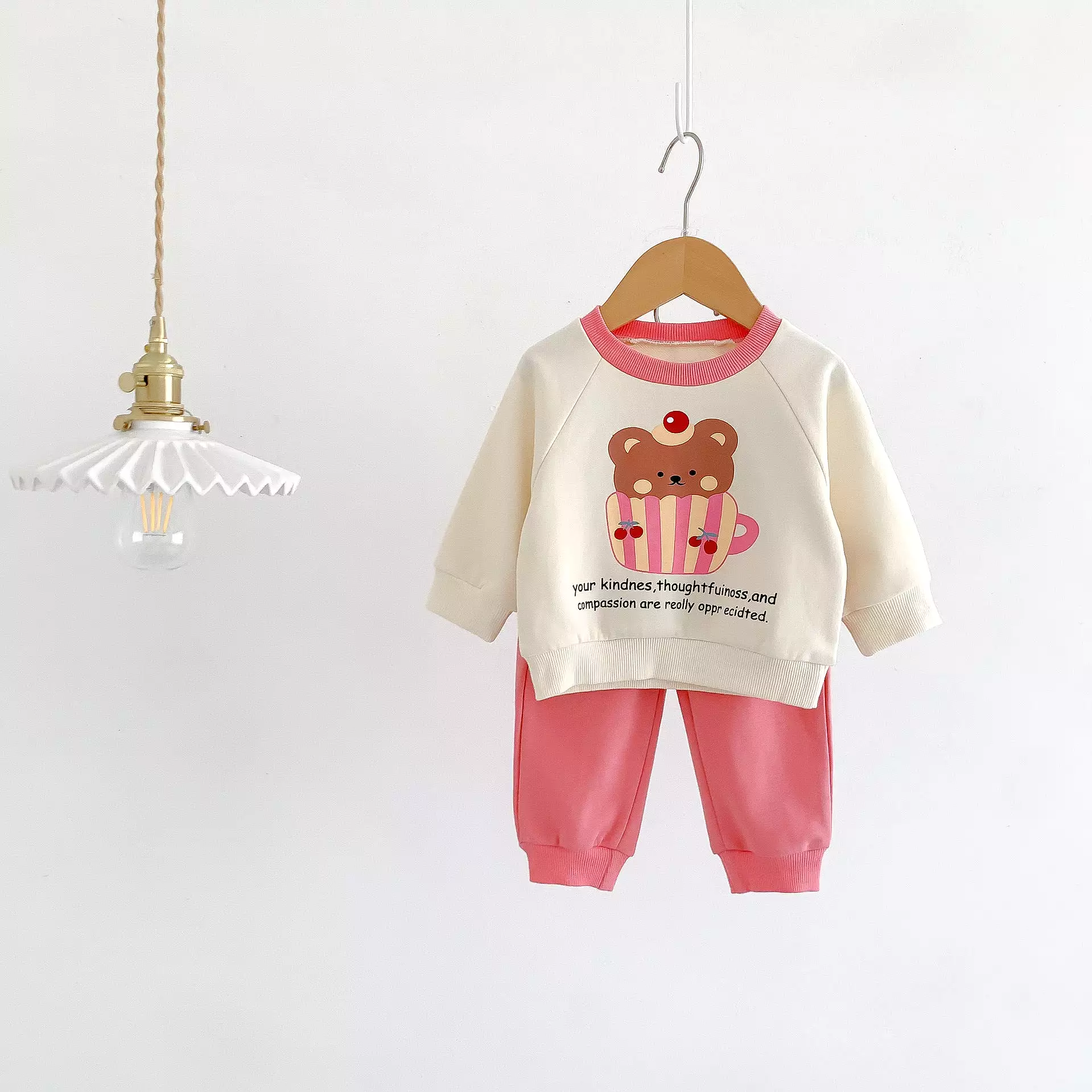 2 Pieces Set Baby Kid Girls Boys Letters Cartoon Print Tops And Solid Color Pants Wholesale 23101908