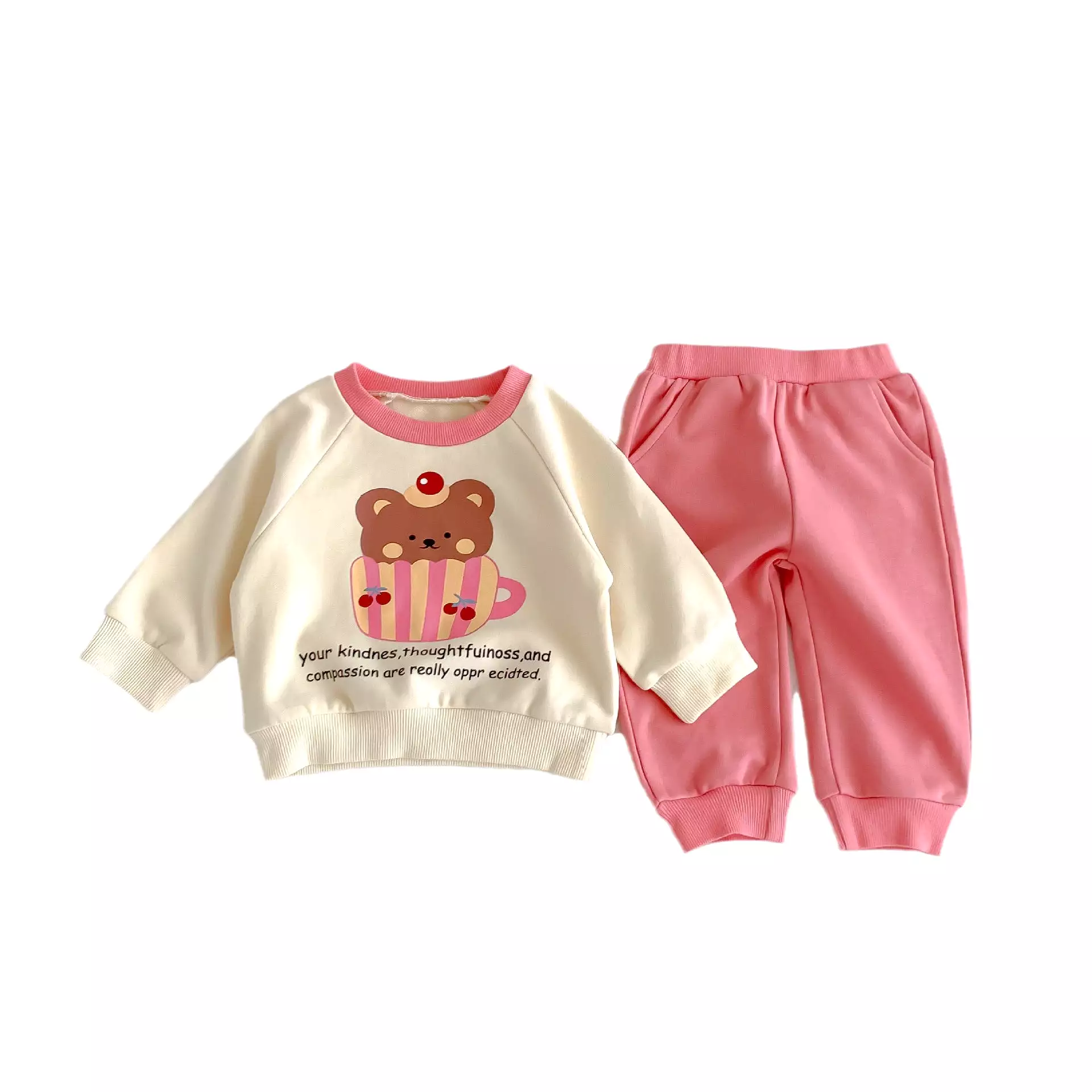 2 Pieces Set Baby Kid Girls Boys Letters Cartoon Print Tops And Solid Color Pants Wholesale 23101908