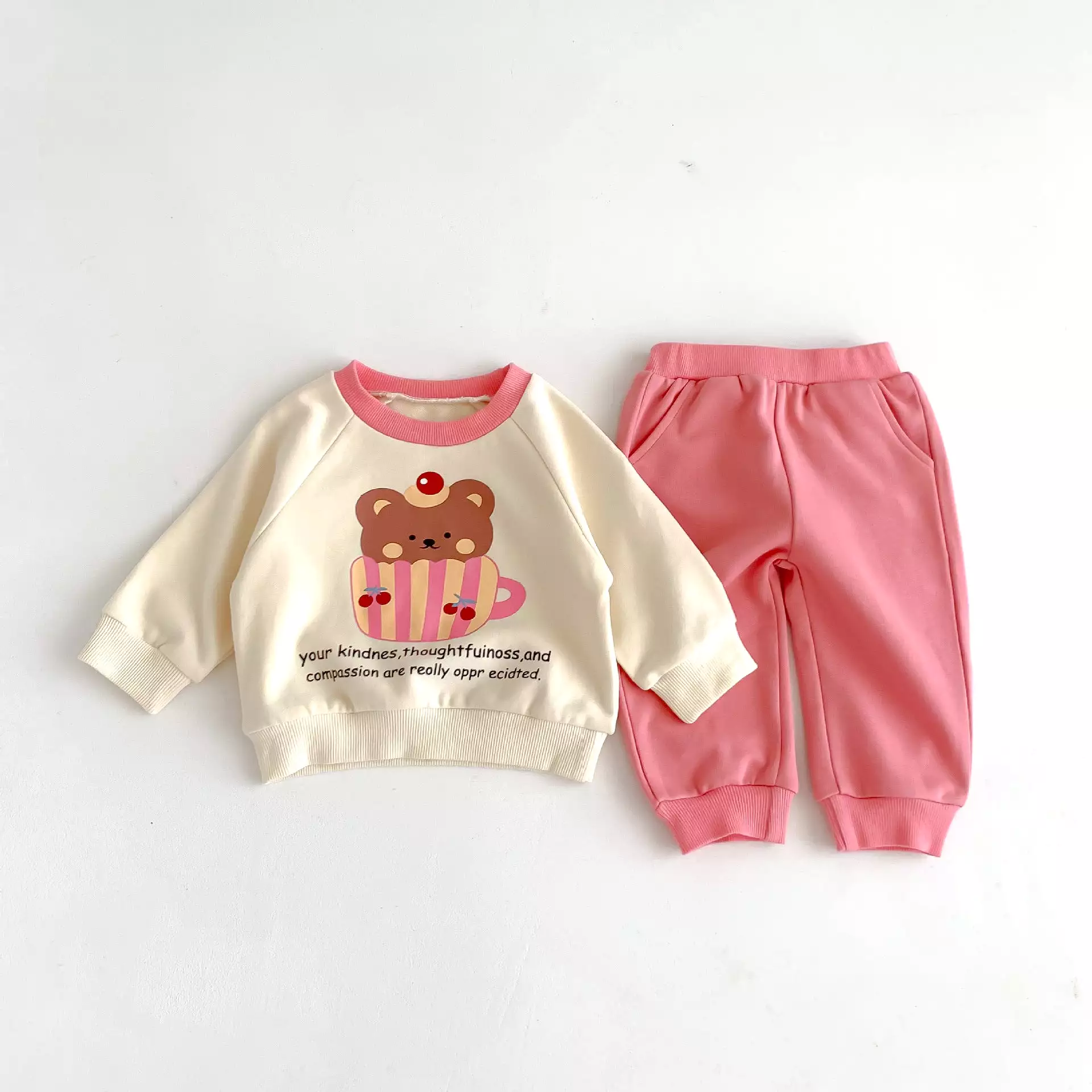 2 Pieces Set Baby Kid Girls Boys Letters Cartoon Print Tops And Solid Color Pants Wholesale 23101908