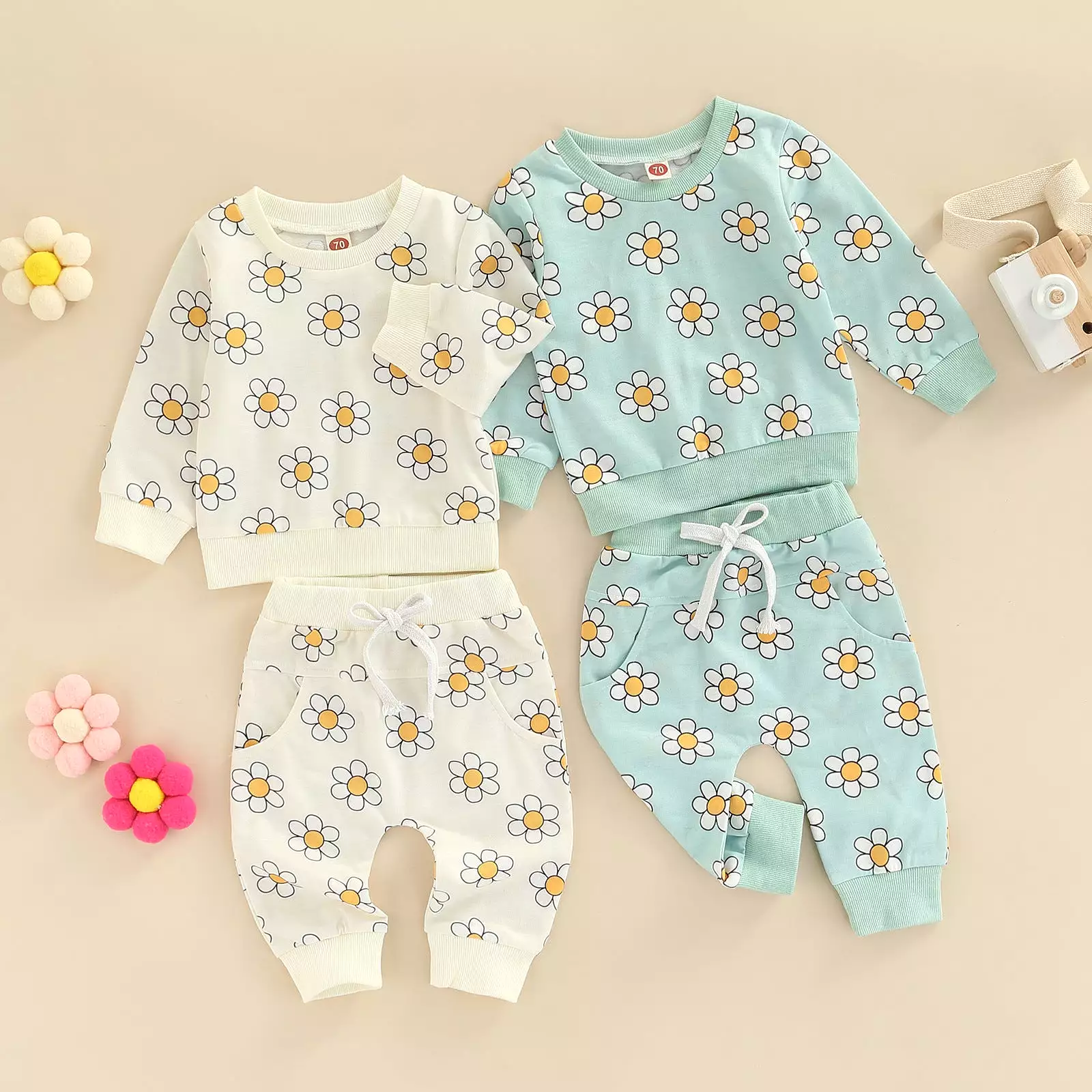 2 Pieces Set Baby Kid Girls Flower Print Tops And Pants Wholesale 231130122