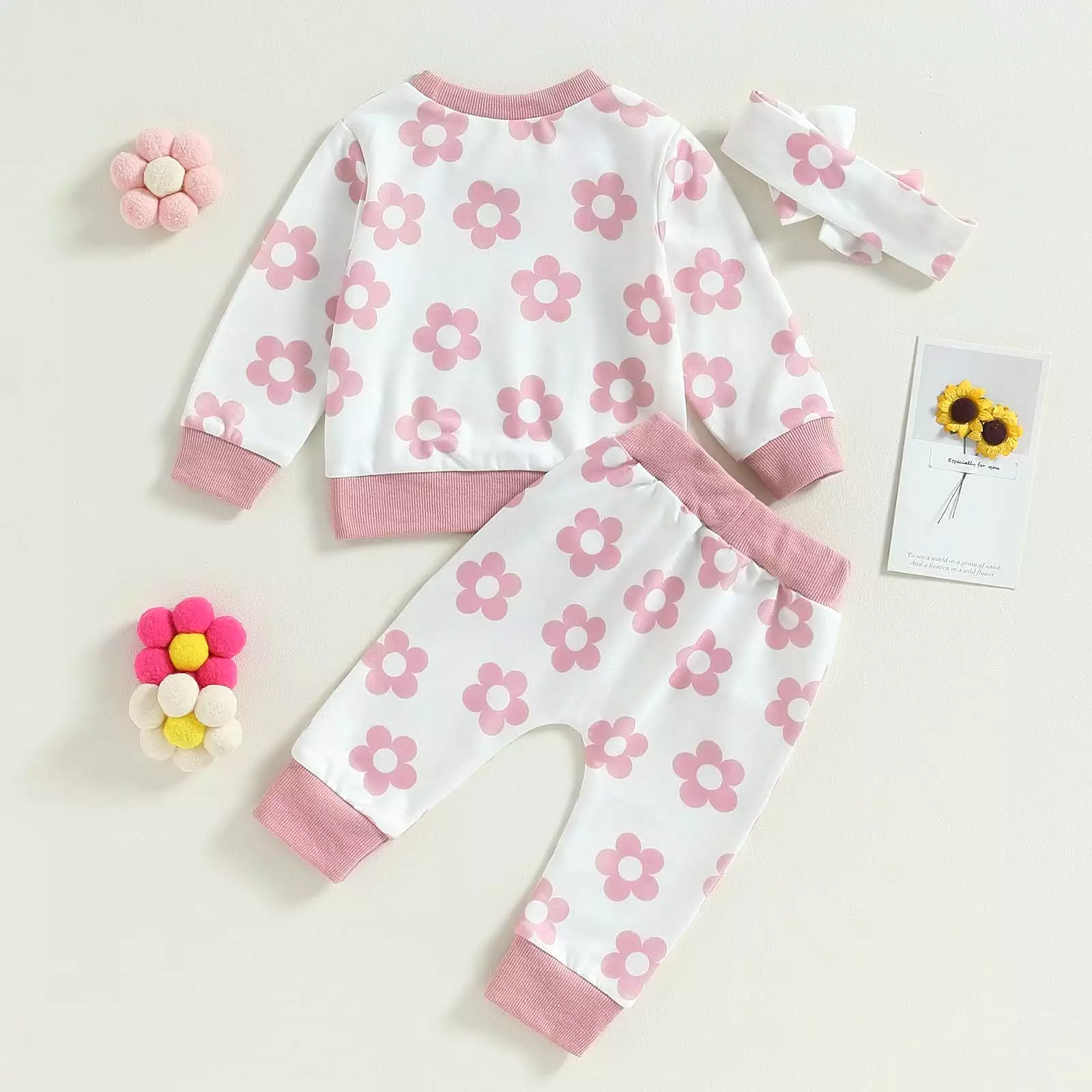 2 Pieces Set Baby Kid Girls Flower Print Tops And Pants Wholesale 231130168