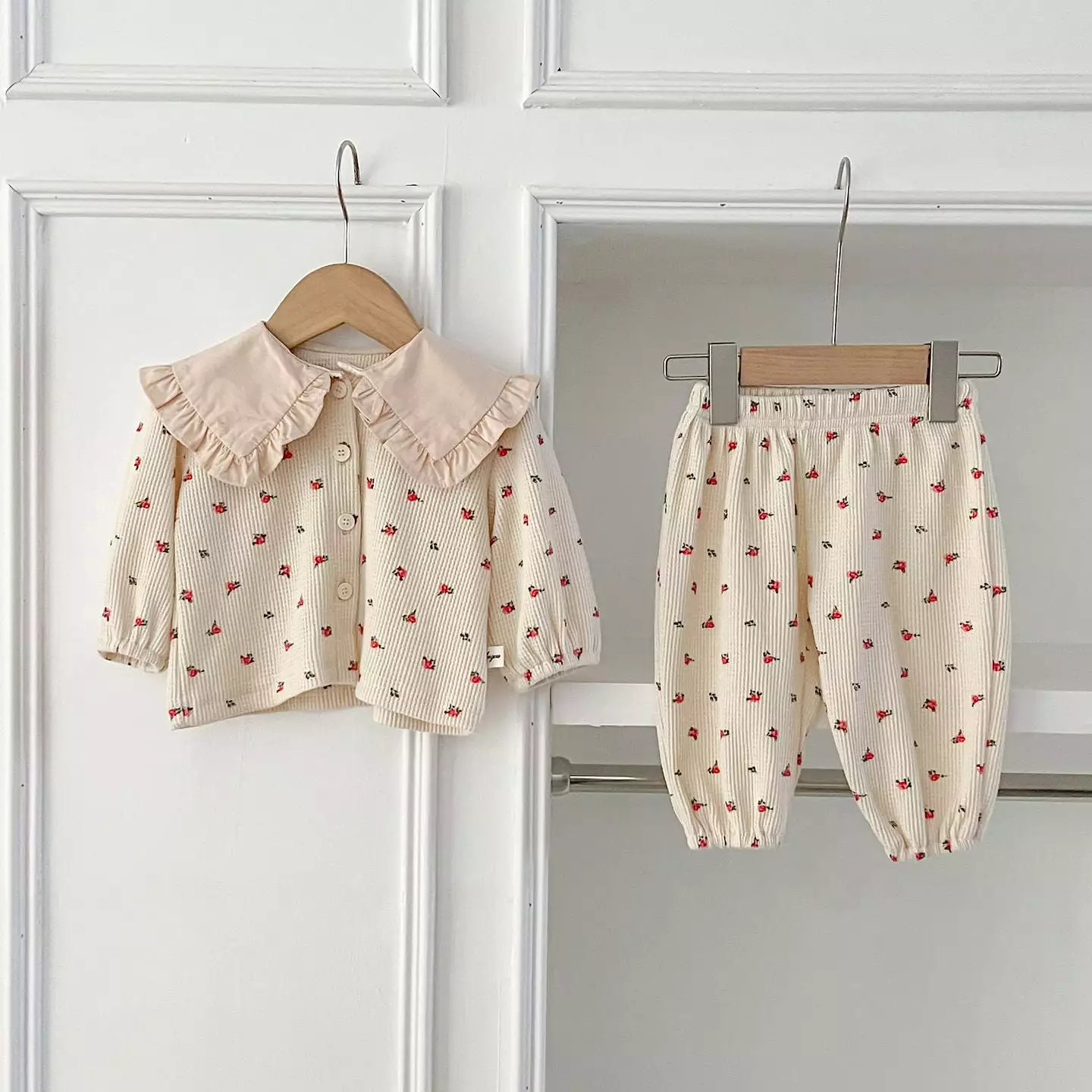 2 Pieces Set Baby Kid Girls Flower Print Tops And Pants Wholesale 240111162