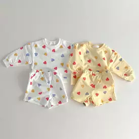 2 Pieces Set Baby Kid Girls Love heart Print Tops And Shorts Wholesale 231130112