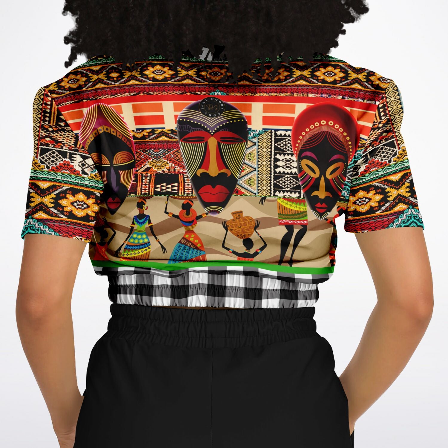 Africa Bombastic Short Sleeve Cropped Eco-Poly Sweater