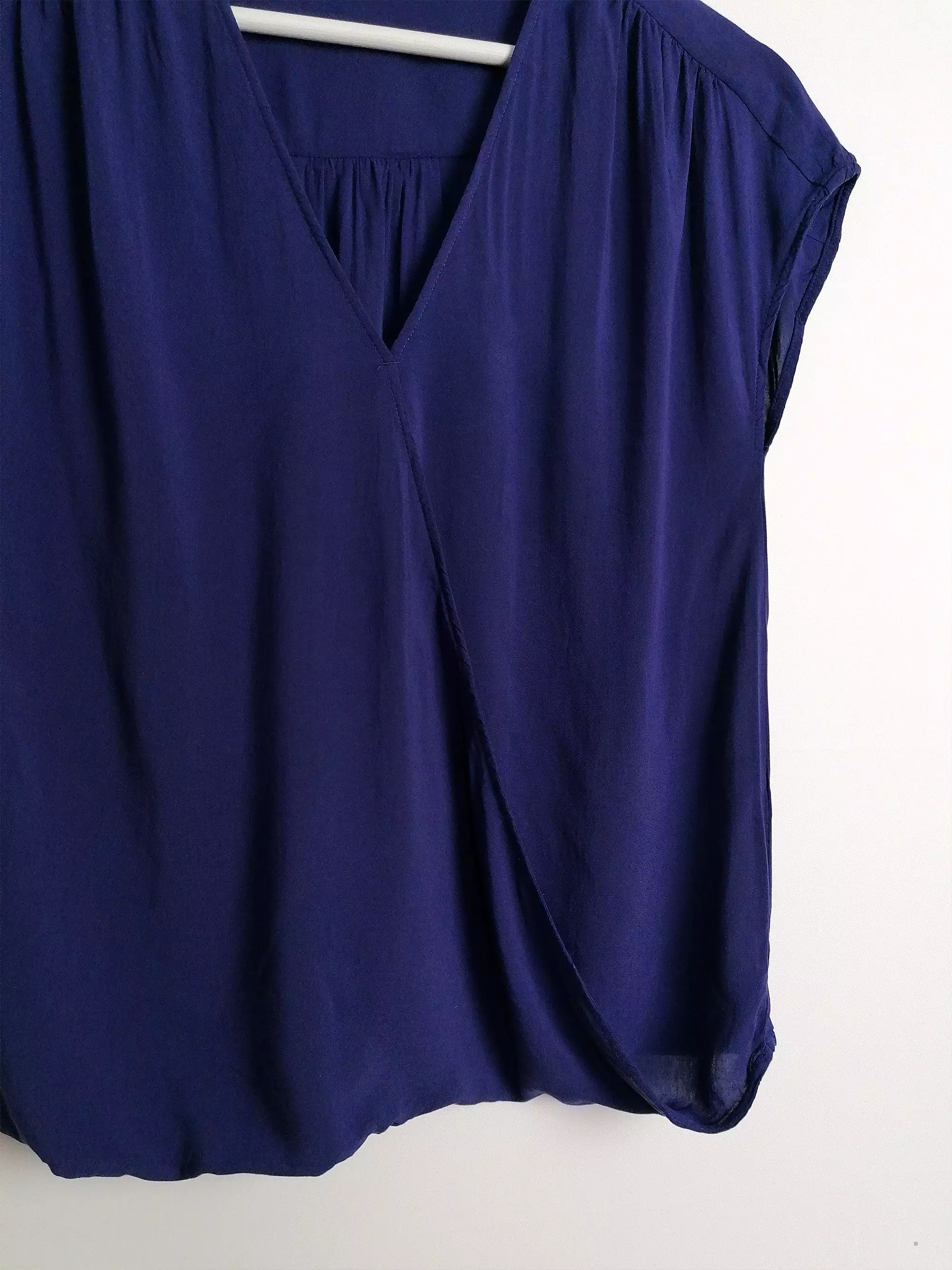 AHLENS blue viscose top wrap blouse | Size XS-S