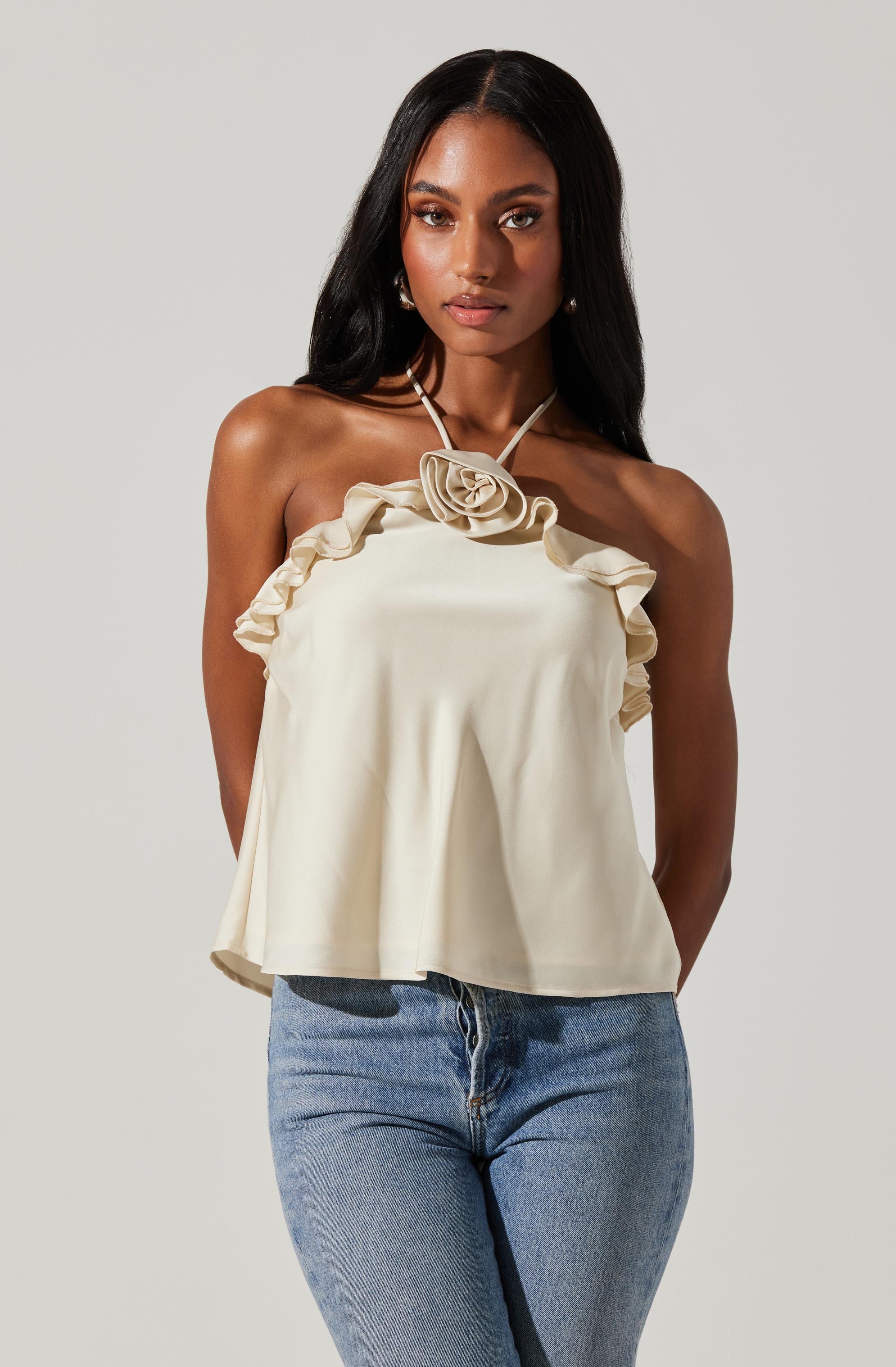 Alix Rosette Halter Neck Top