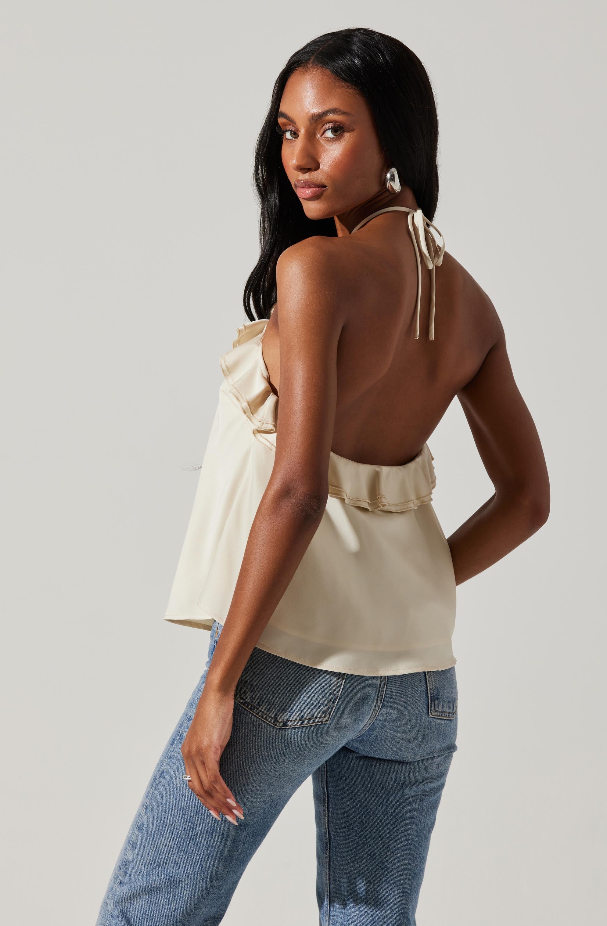 Alix Rosette Halter Neck Top