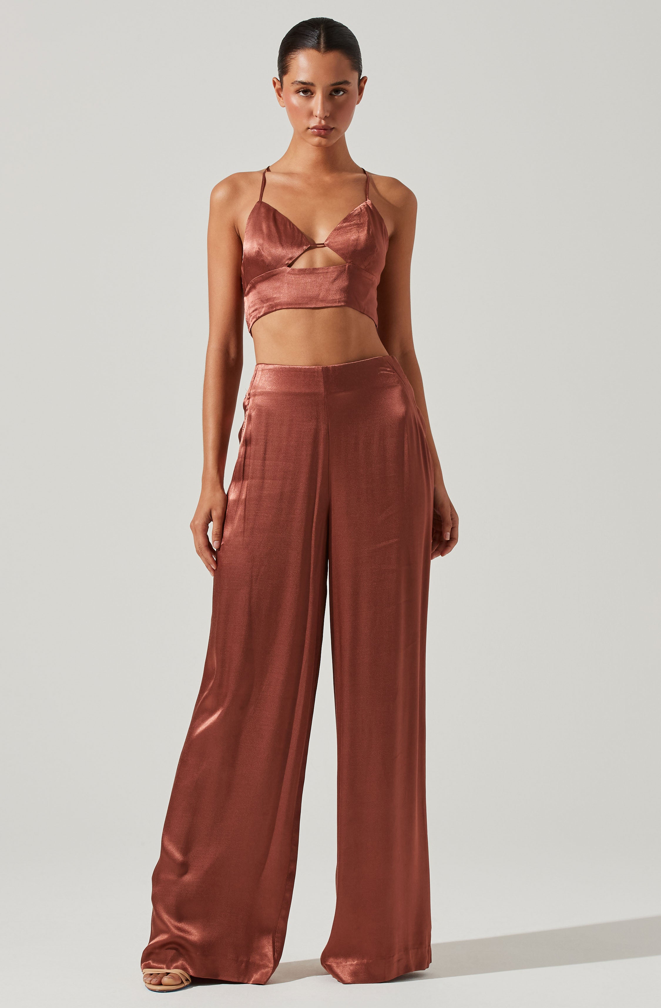 Amiah Satin Cutout Crop Top