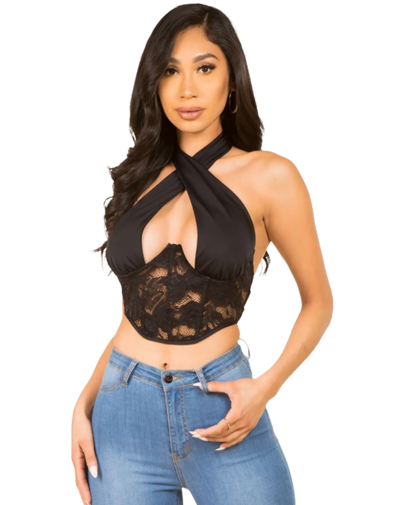 Anyes Cross Wrap Crop Tank Top