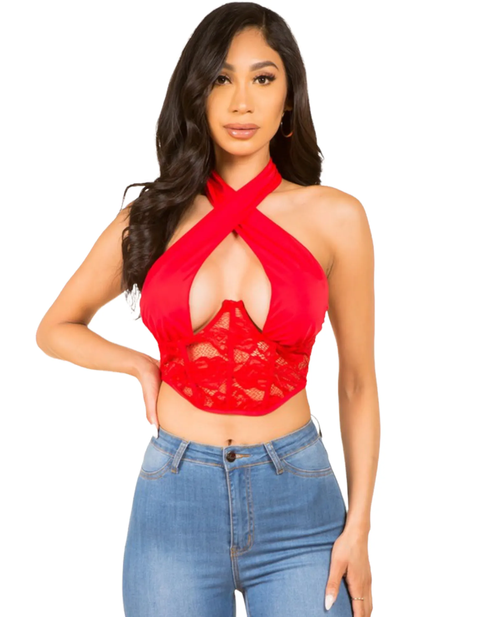 Anyes Cross Wrap Crop Tank Top