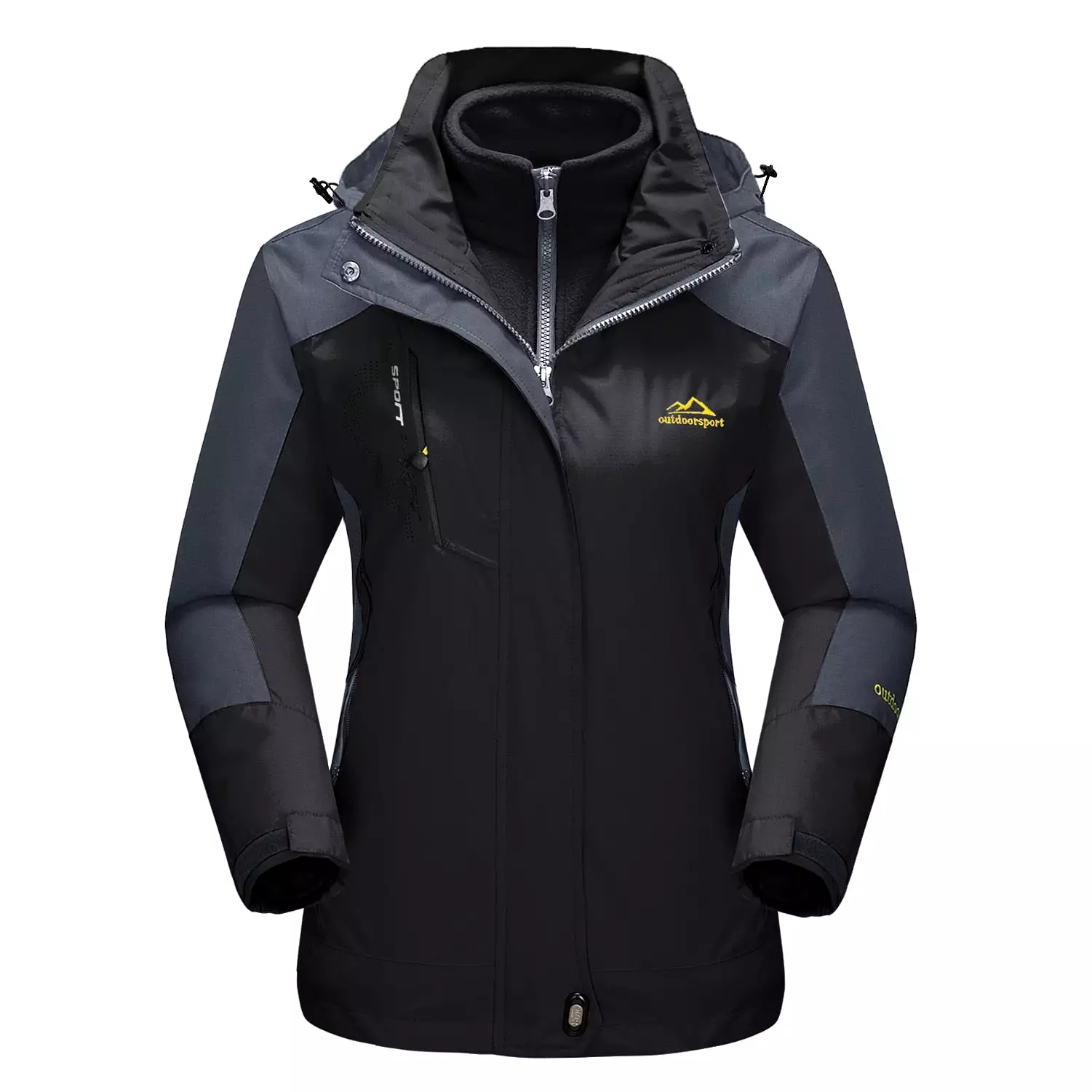 Ashore Outdoor Shop 3 in 1 Fleece Lining Jackets Women's Winter Ski Snowboard Jackets Hooded Coats Windproof Water Resistance Hi