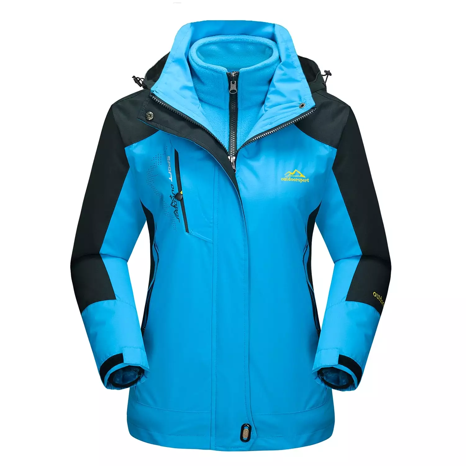 Ashore Outdoor Shop 3 in 1 Fleece Lining Jackets Women's Winter Ski Snowboard Jackets Hooded Coats Windproof Water Resistance Hi