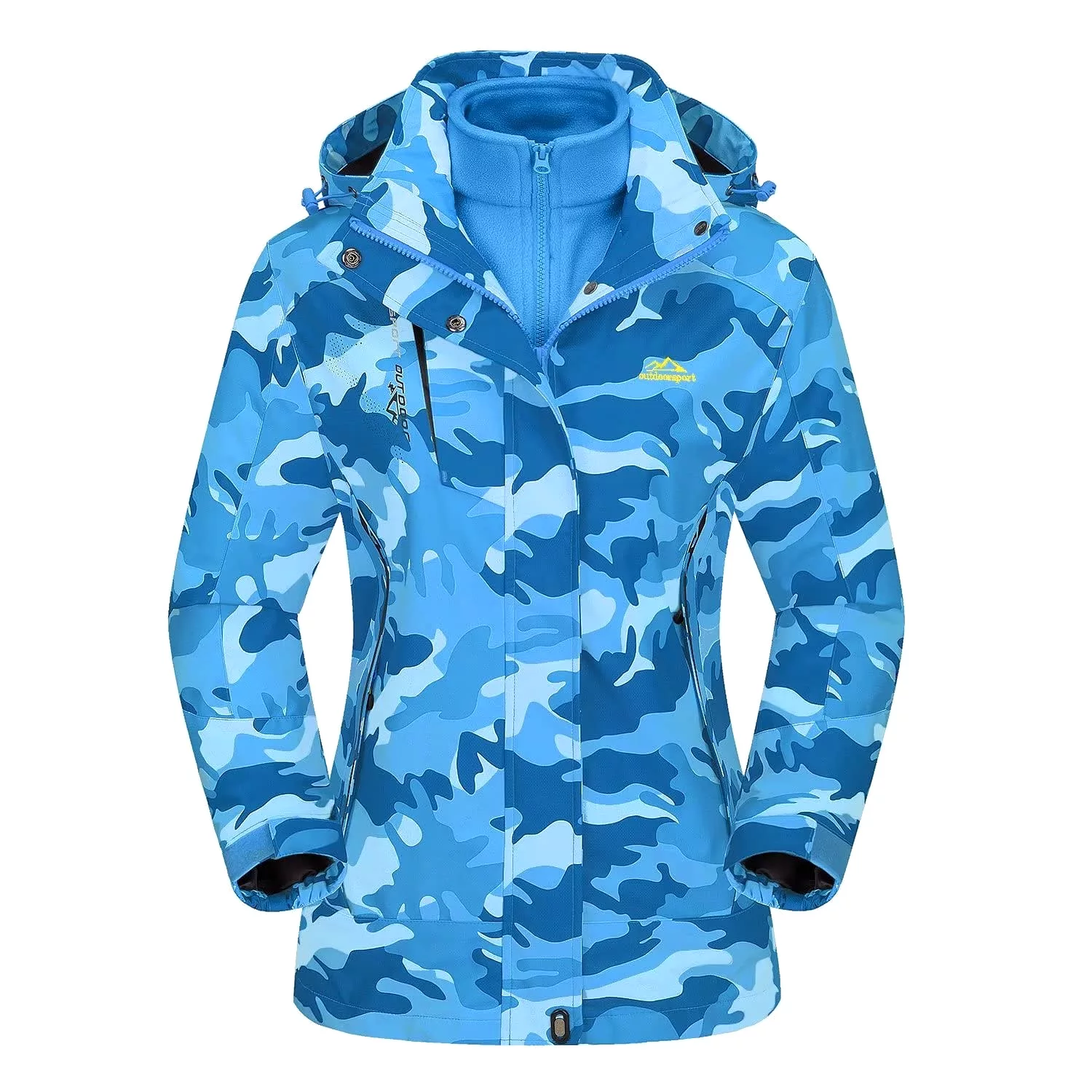 Ashore Outdoor Shop 3 in 1 Fleece Lining Jackets Women's Winter Ski Snowboard Jackets Hooded Coats Windproof Water Resistance Hi