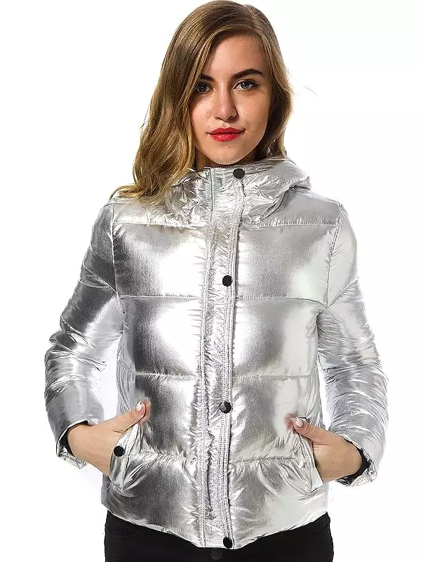 Ashoreshop Ladies Long sleeve Silver Thick Parka Winter Jacket