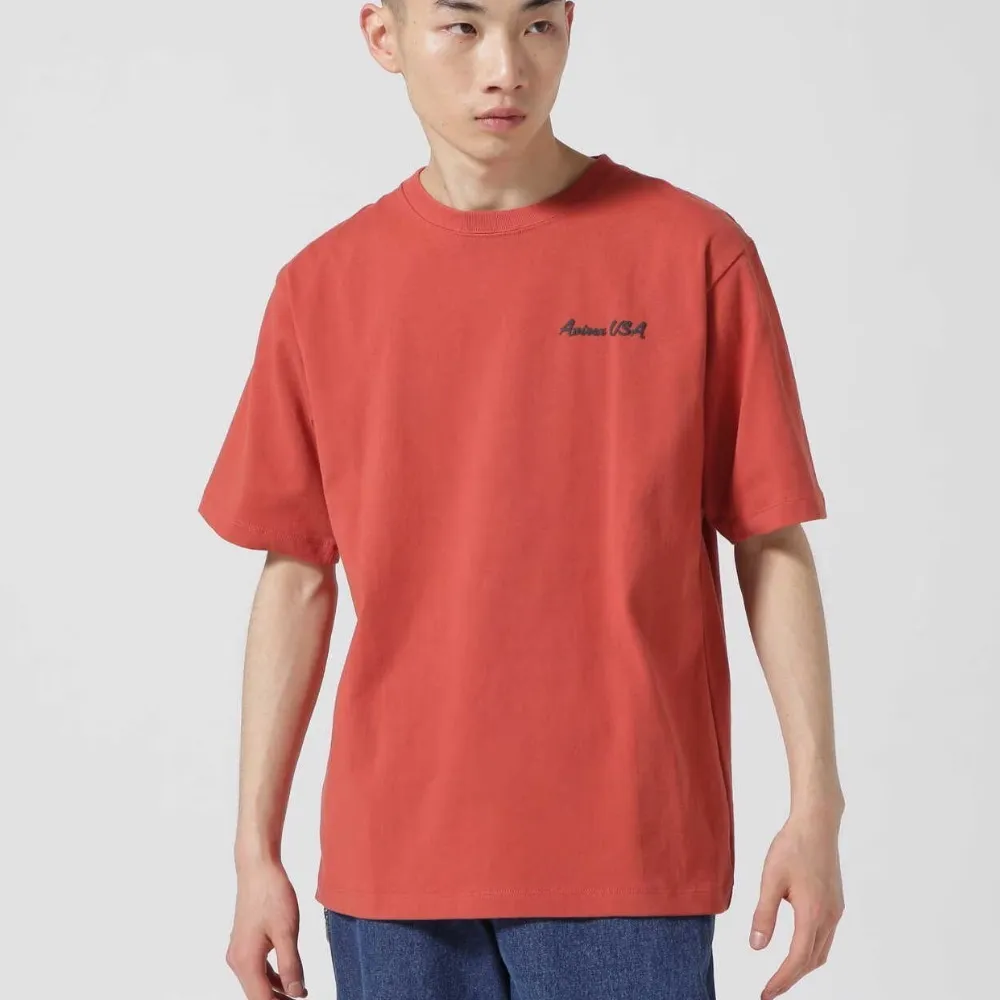 AVIREX  |Crew Neck Street Style Plain Cotton Short Sleeves Logo