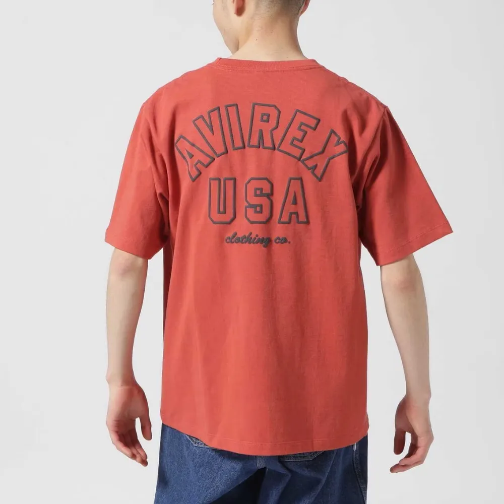 AVIREX  |Crew Neck Street Style Plain Cotton Short Sleeves Logo