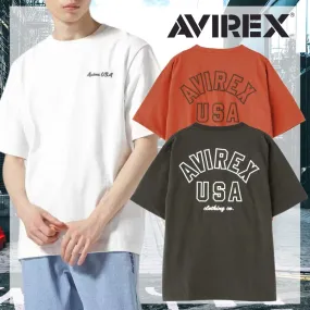 AVIREX  |Crew Neck Street Style Plain Cotton Short Sleeves Logo