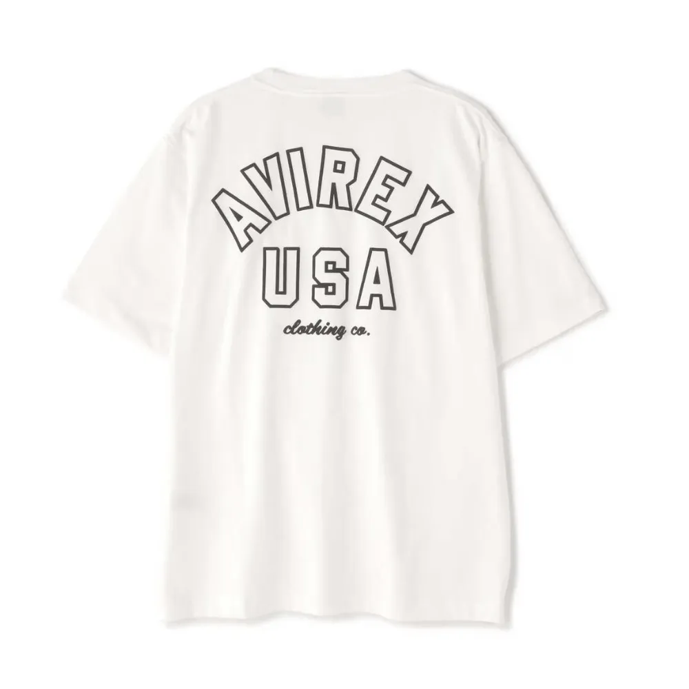 AVIREX  |Crew Neck Street Style Plain Cotton Short Sleeves Logo