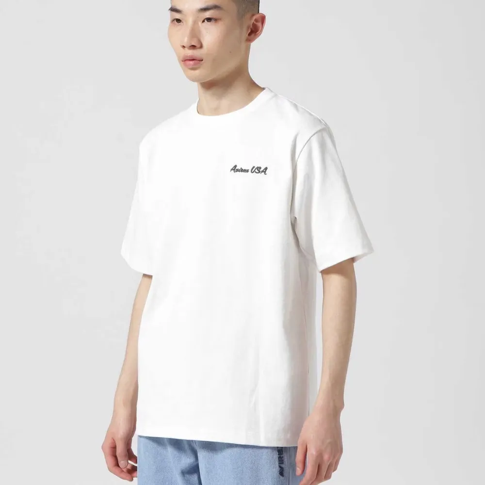 AVIREX  |Crew Neck Street Style Plain Cotton Short Sleeves Logo