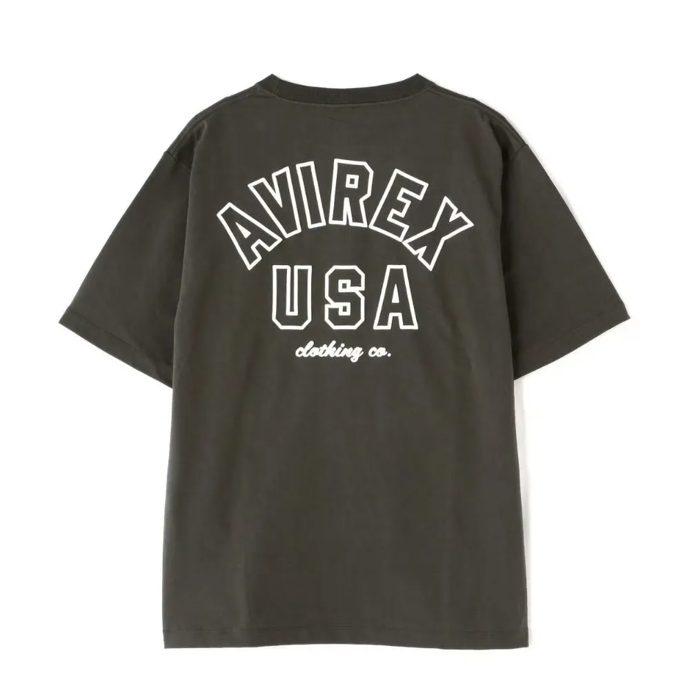 AVIREX  |Crew Neck Street Style Plain Cotton Short Sleeves Logo