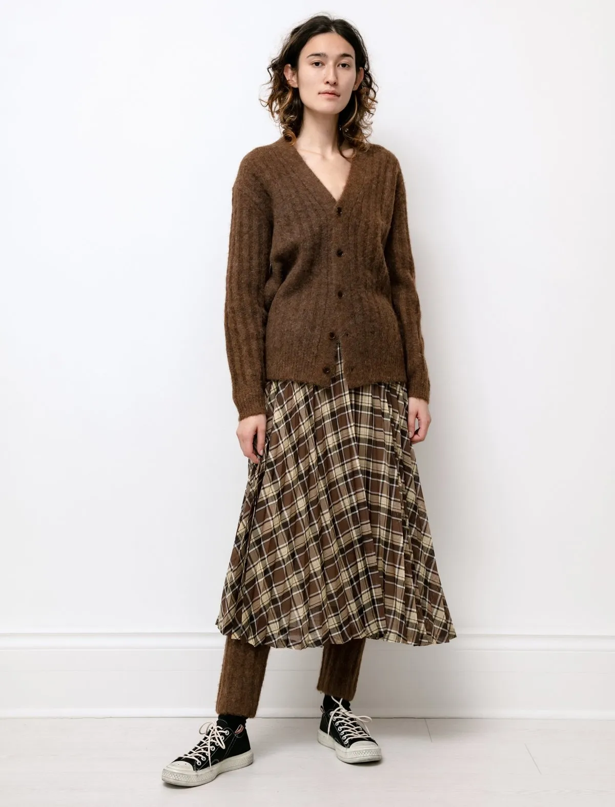 Baby Alpaca Wool Rib Pants - Brown