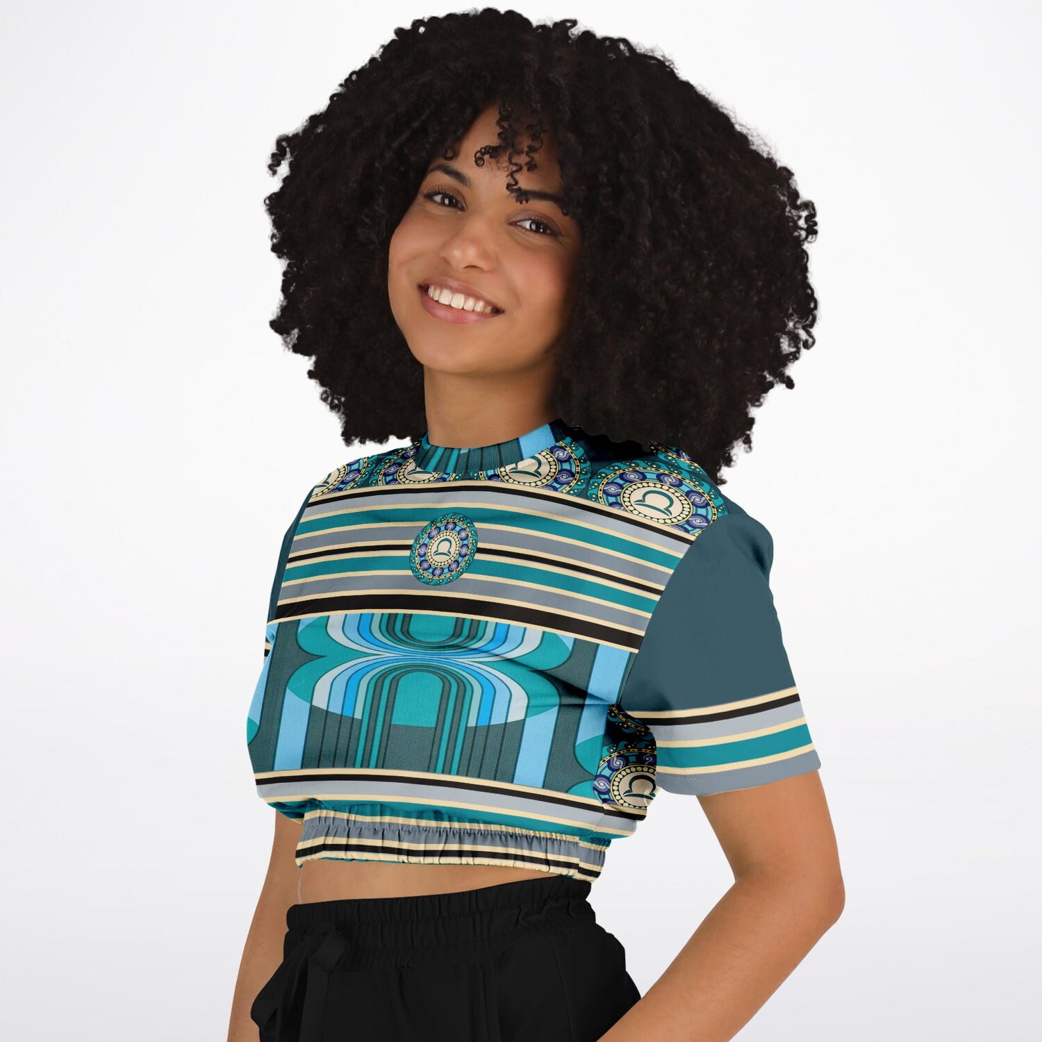 Balanced Life Short Sleeve Cropped Eco-Poly Sweater