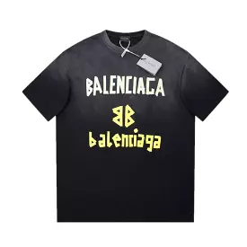 Balenciaga 24SS graffiti hand-painted logo washed short-sleeved T-shirt Black 3.13