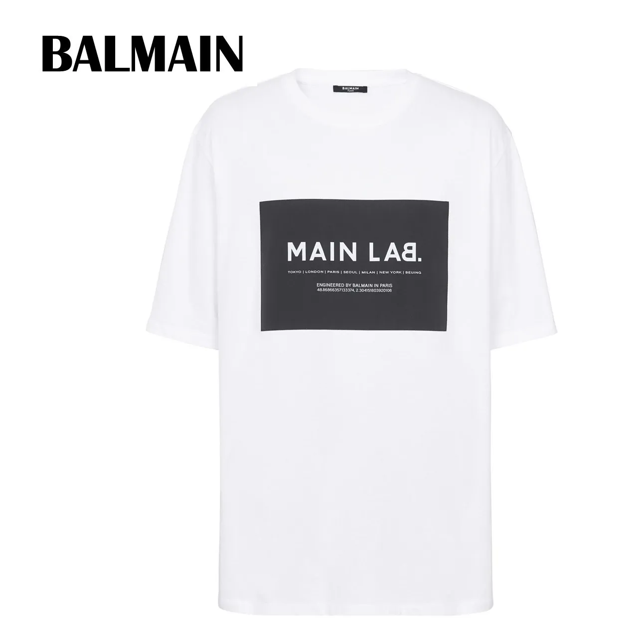 BALMAIN  |Crew Neck Plain Cotton Short Sleeves Logo Luxury