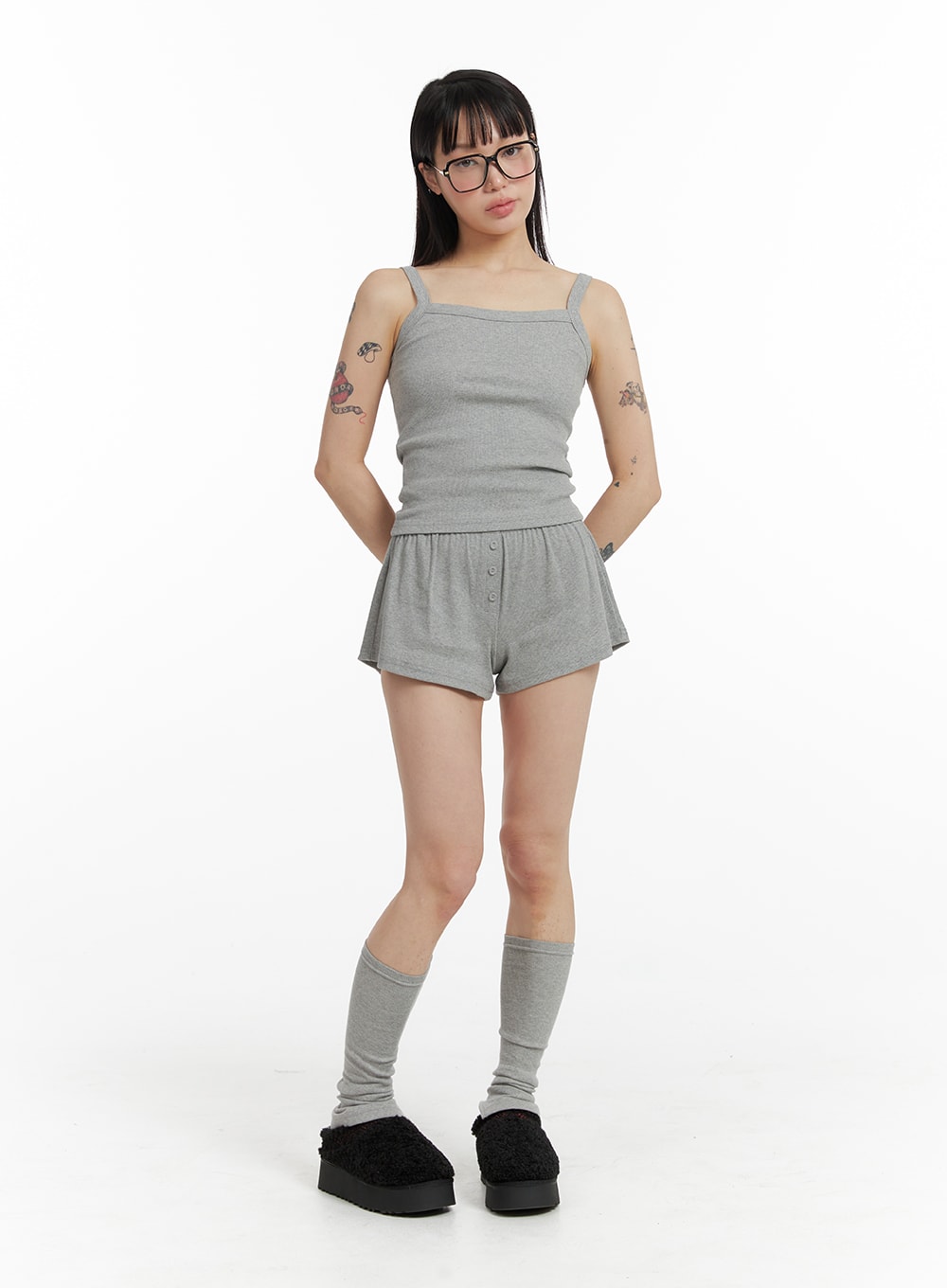 Basic Button Shorts Lounge Wear Set IF423