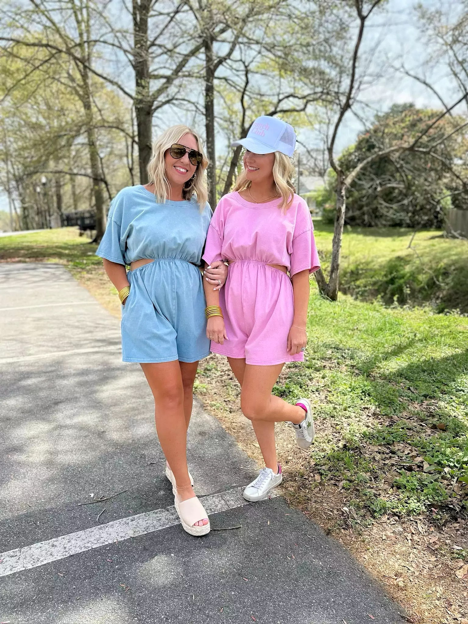 Beach Day Ash Blue Cutout Short Sleeve Romper