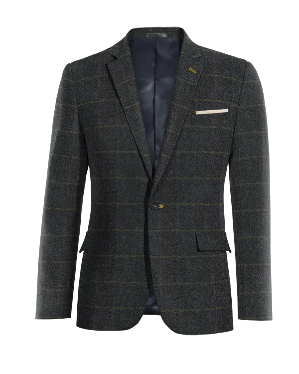  Blazer azul de tweed a cuadros edición limitada de 1 botón