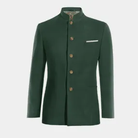  Blazer cuello chino verde slim fit y con pañuelo