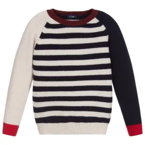 Boys Blue Striped Wool Sweater