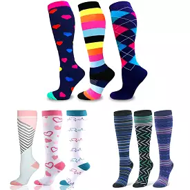 Braveman Print Knee-High Recovery Compression Socks (3-Pack or 6-Pack)