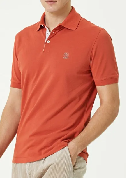 BRUNELLO CUCINELLI  |Plain Cotton Short Sleeves Logo Polos