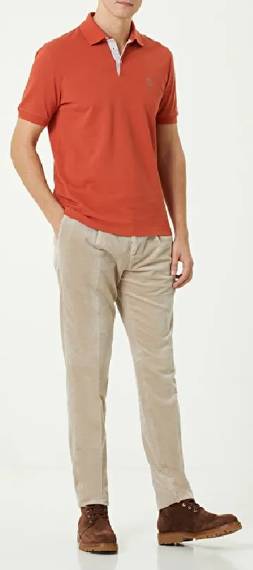 BRUNELLO CUCINELLI  |Plain Cotton Short Sleeves Logo Polos