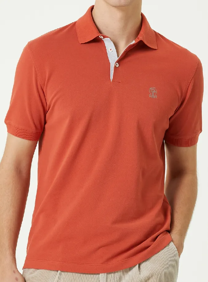 BRUNELLO CUCINELLI  |Plain Cotton Short Sleeves Logo Polos