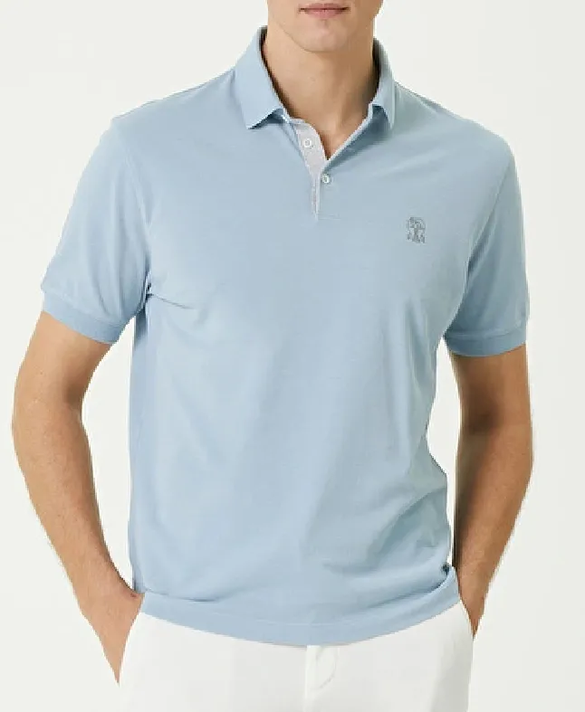 BRUNELLO CUCINELLI  |Plain Cotton Short Sleeves Logo Polos