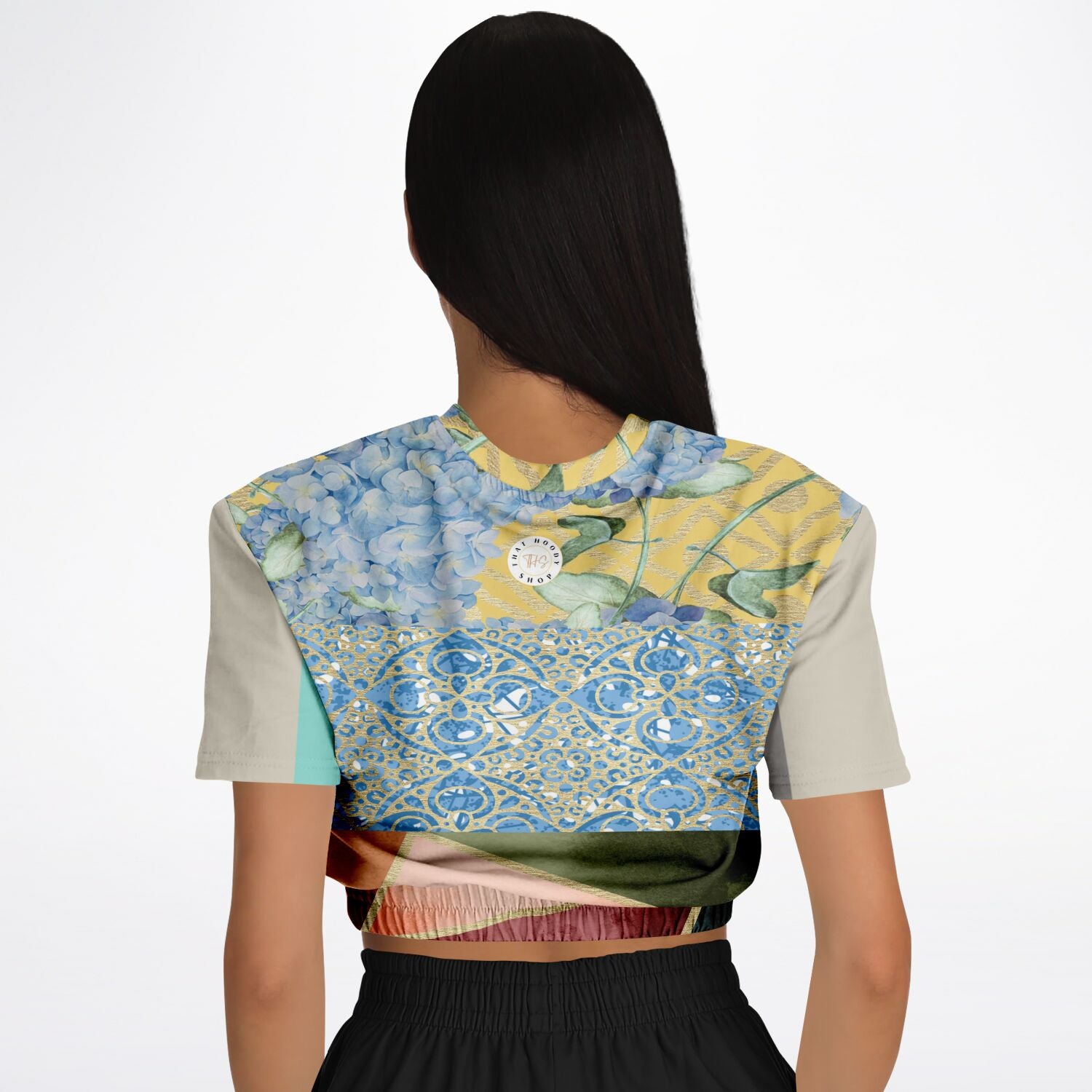 Calico Esplanade Short Sleeve Cropped Eco-Poly Sweater