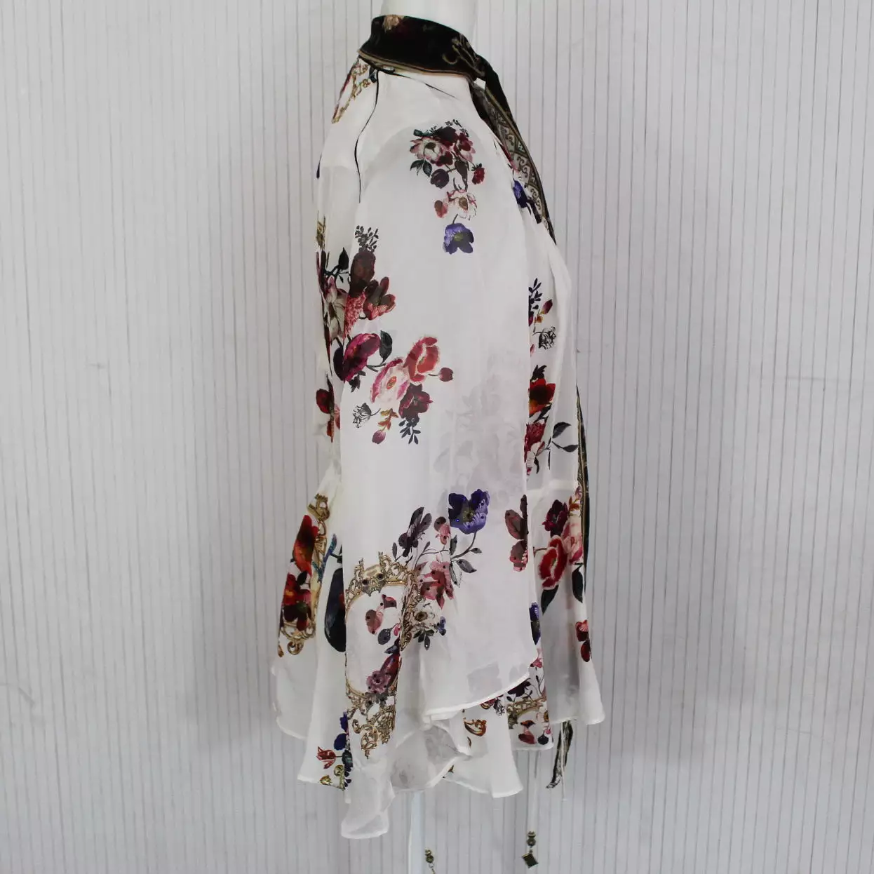 Camilla Brand New White Floral Silk Drawstring Wrap Top XS