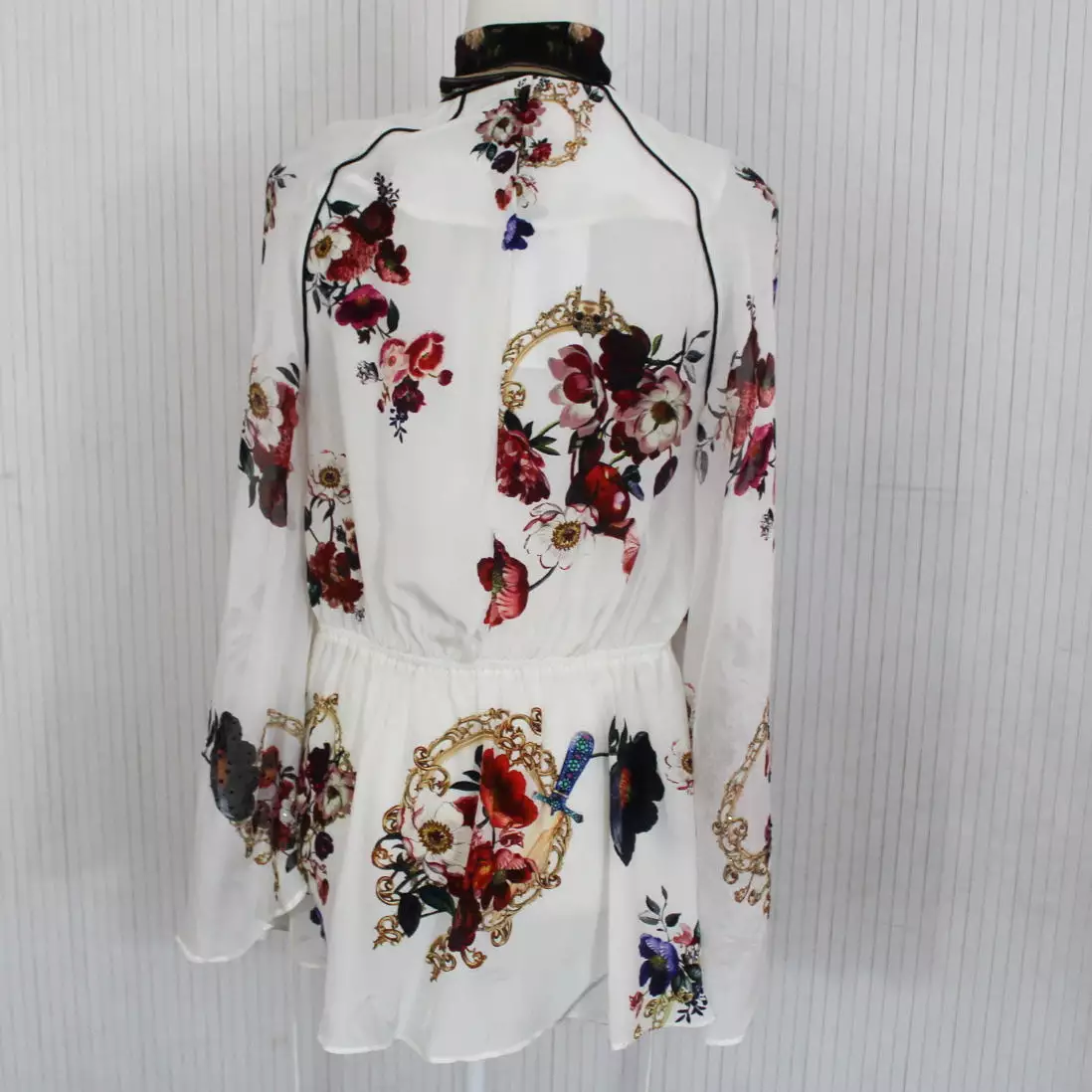 Camilla Brand New White Floral Silk Drawstring Wrap Top XS