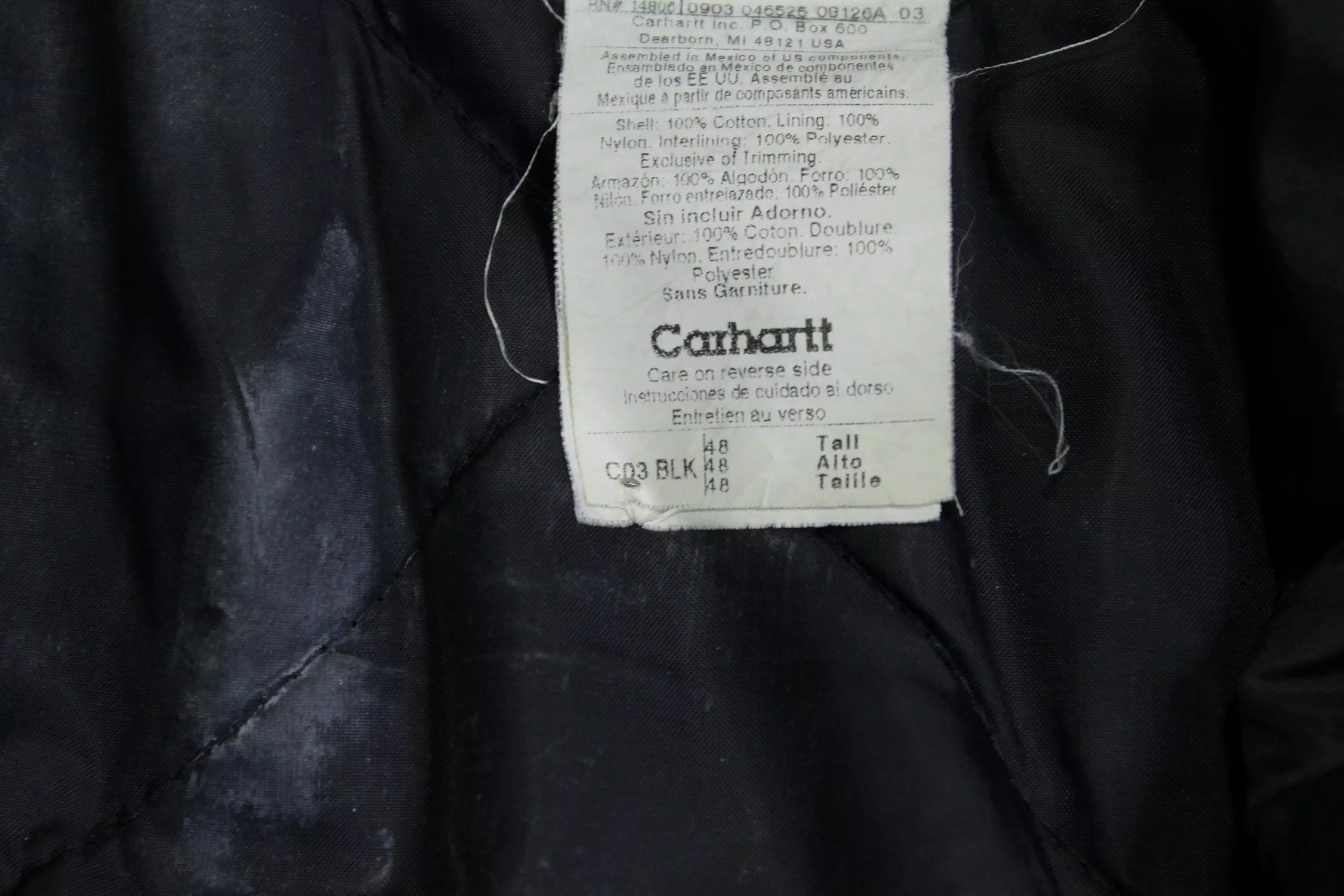 Carhartt C03 Traditional Duck Arctic Quilt Lined Barn Chore Coat Work Jacket