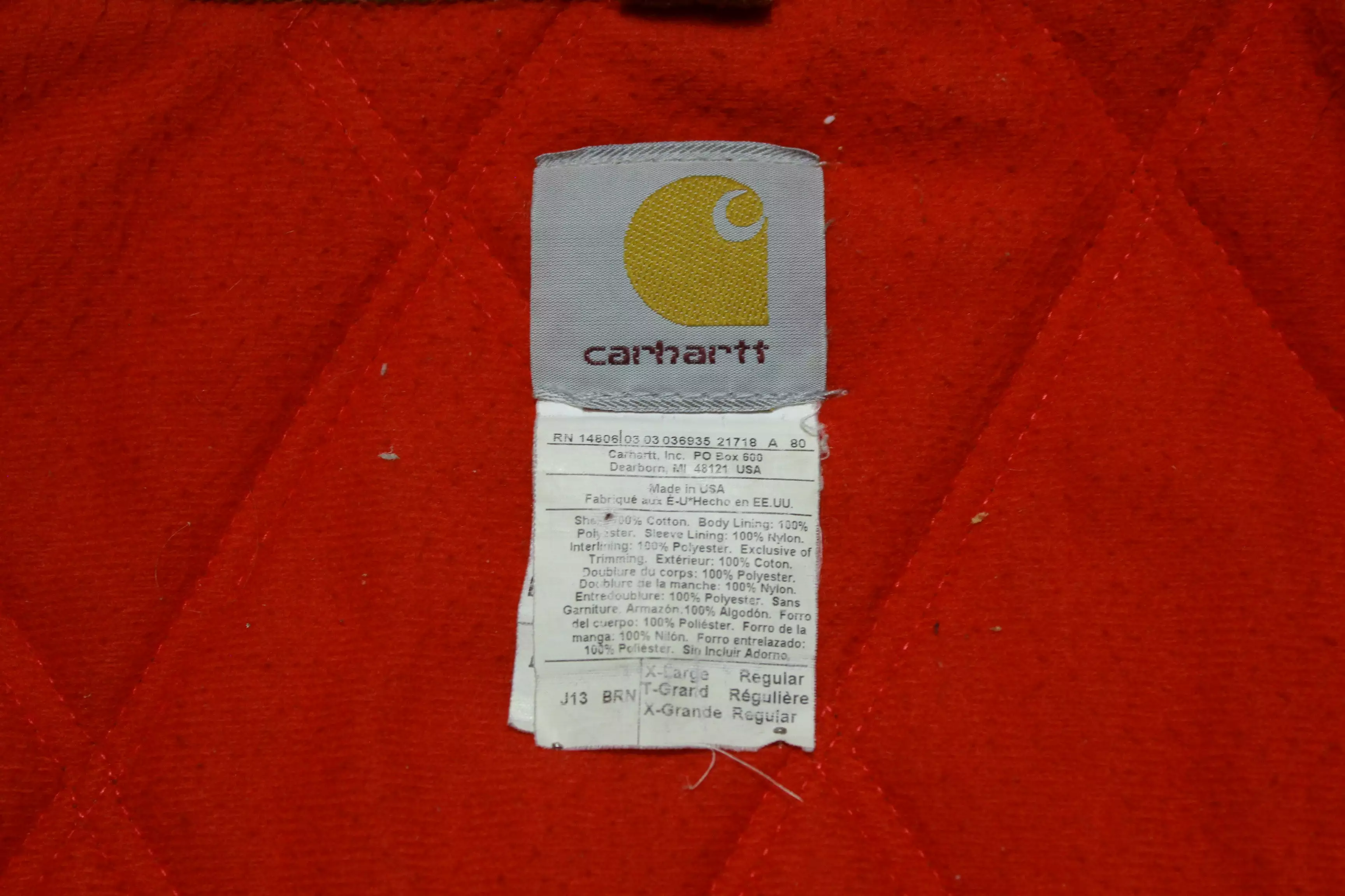 Carhartt J13 BRN Vintage Santa Fe Western Insulated Quilt Lined USA Made Work Jacket