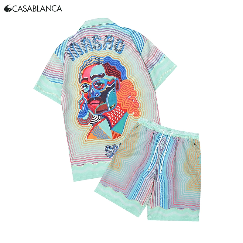 Casablanca 23SS face print short-sleeved T-shirt & shorts 4.9