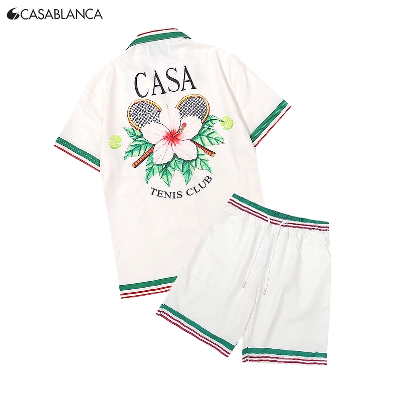 Casablanca 23SS floral tennis racket short-sleeved T-shirt & shorts 4.9