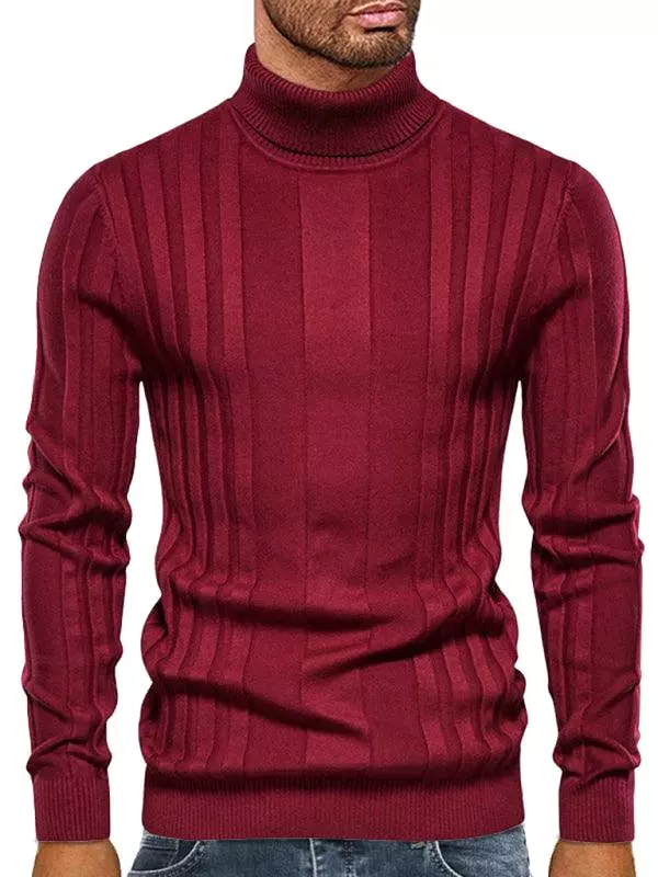 Casual Knitted Turtleneck Men Sweater