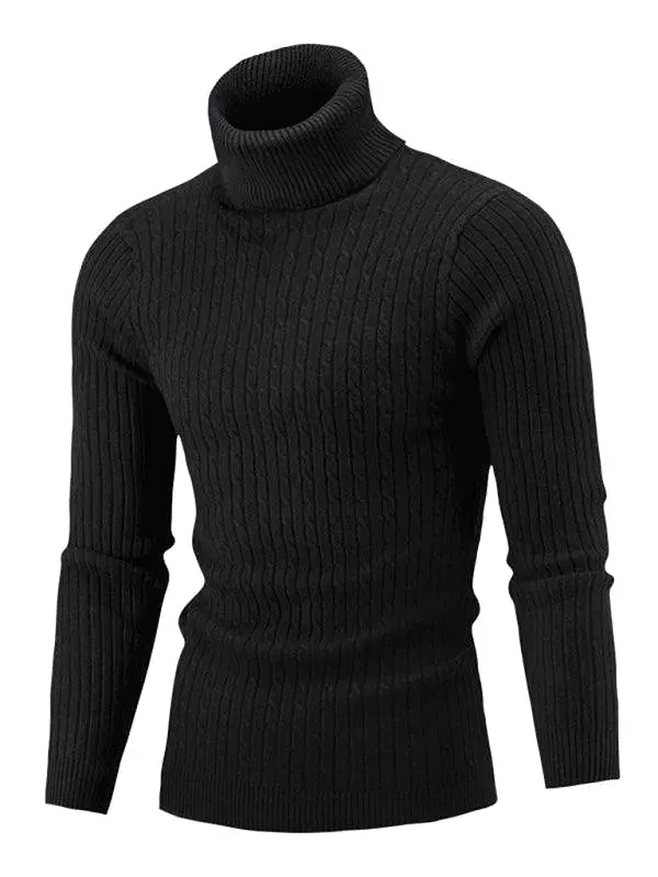 Casual Tight Stretch Men Sweater Turtleneck