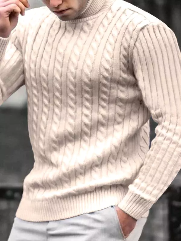 Casual Tight Stretch Men Sweater Turtleneck